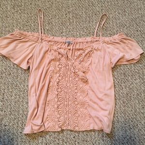 *FINAL SALE* Peach Off-the-Shoulder Shirt